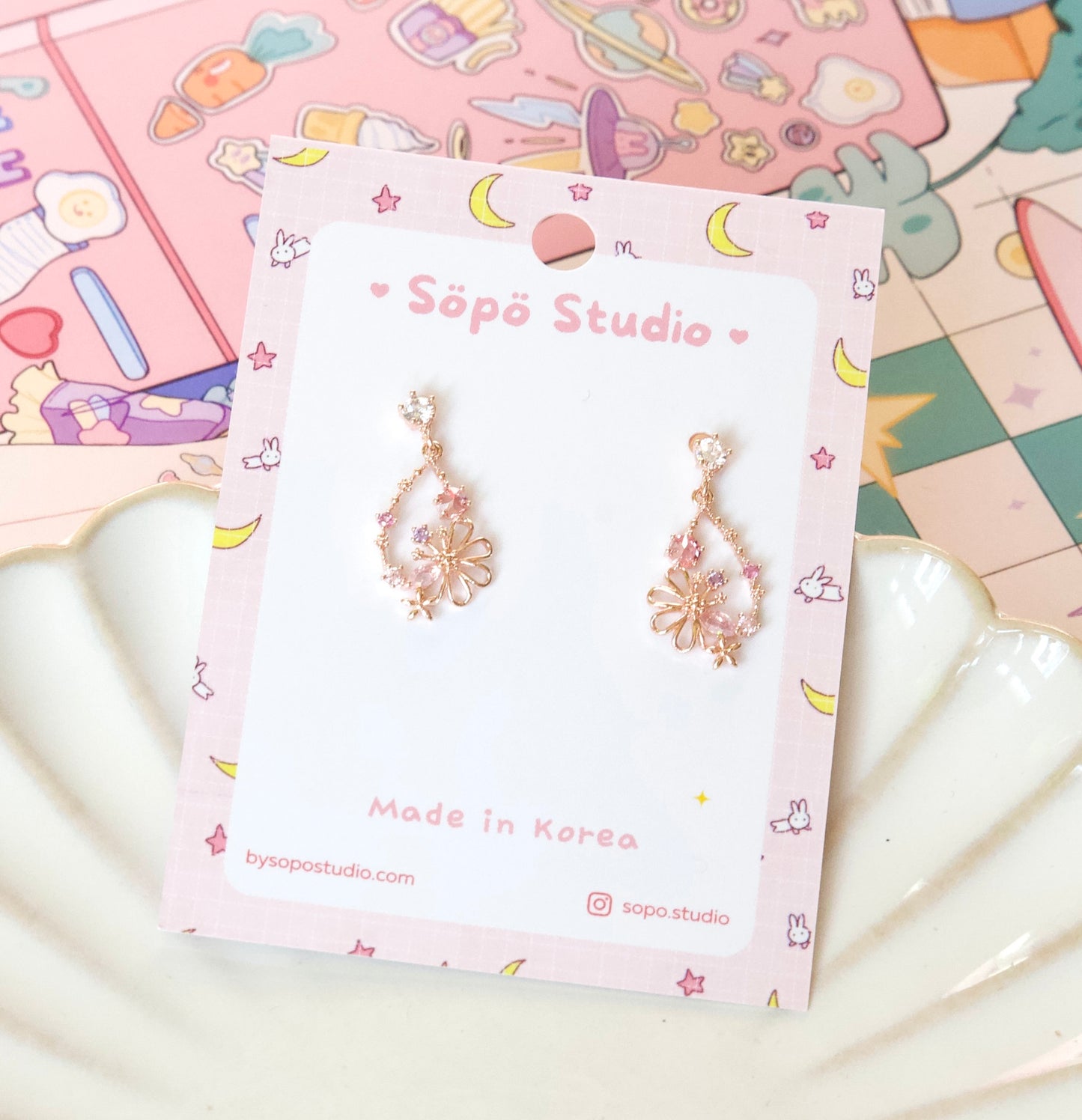 Flower Cute Korean Earrings - 2 colors