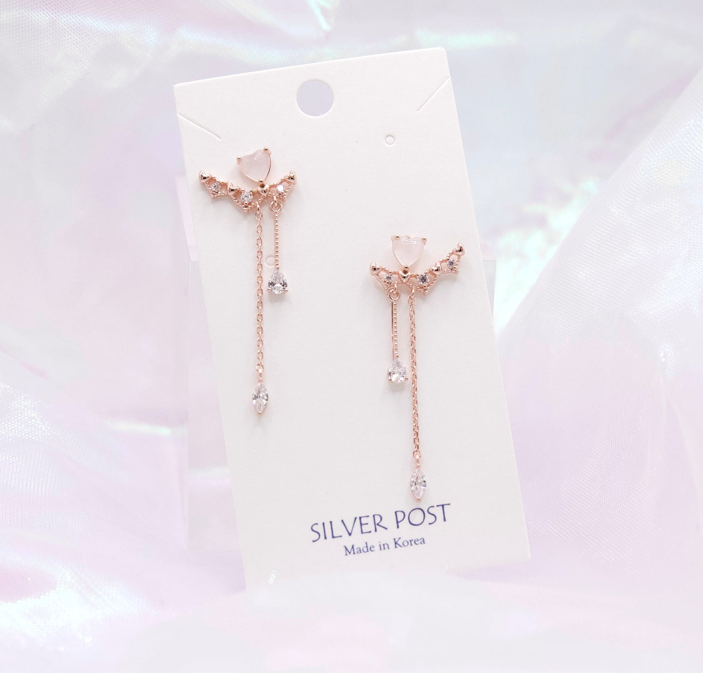 Pastel Pink Magical Heart Dangle Earrings