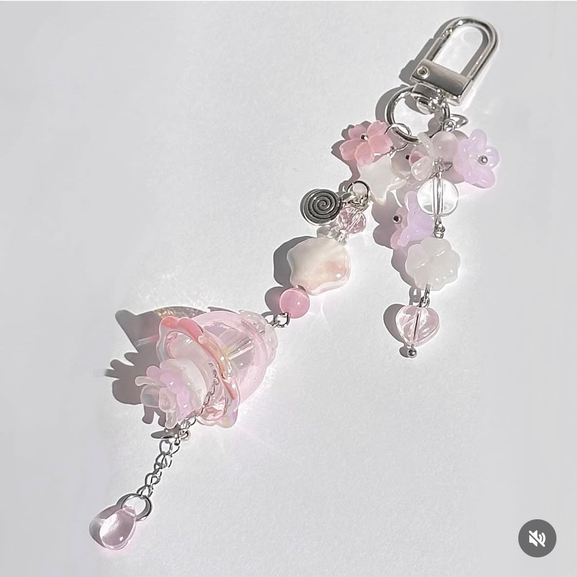 Pink Pastel Jellyfish Flower Phone Charm/Key ring