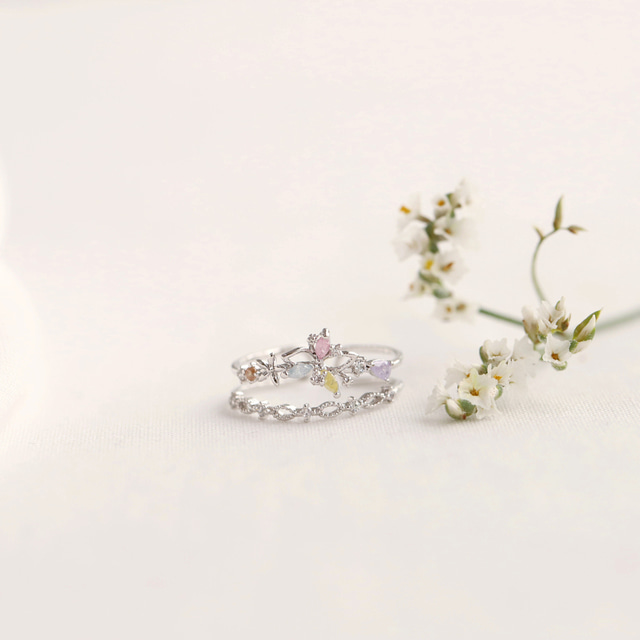 Butterfly Fairy Garden Layered Adjustable Rings