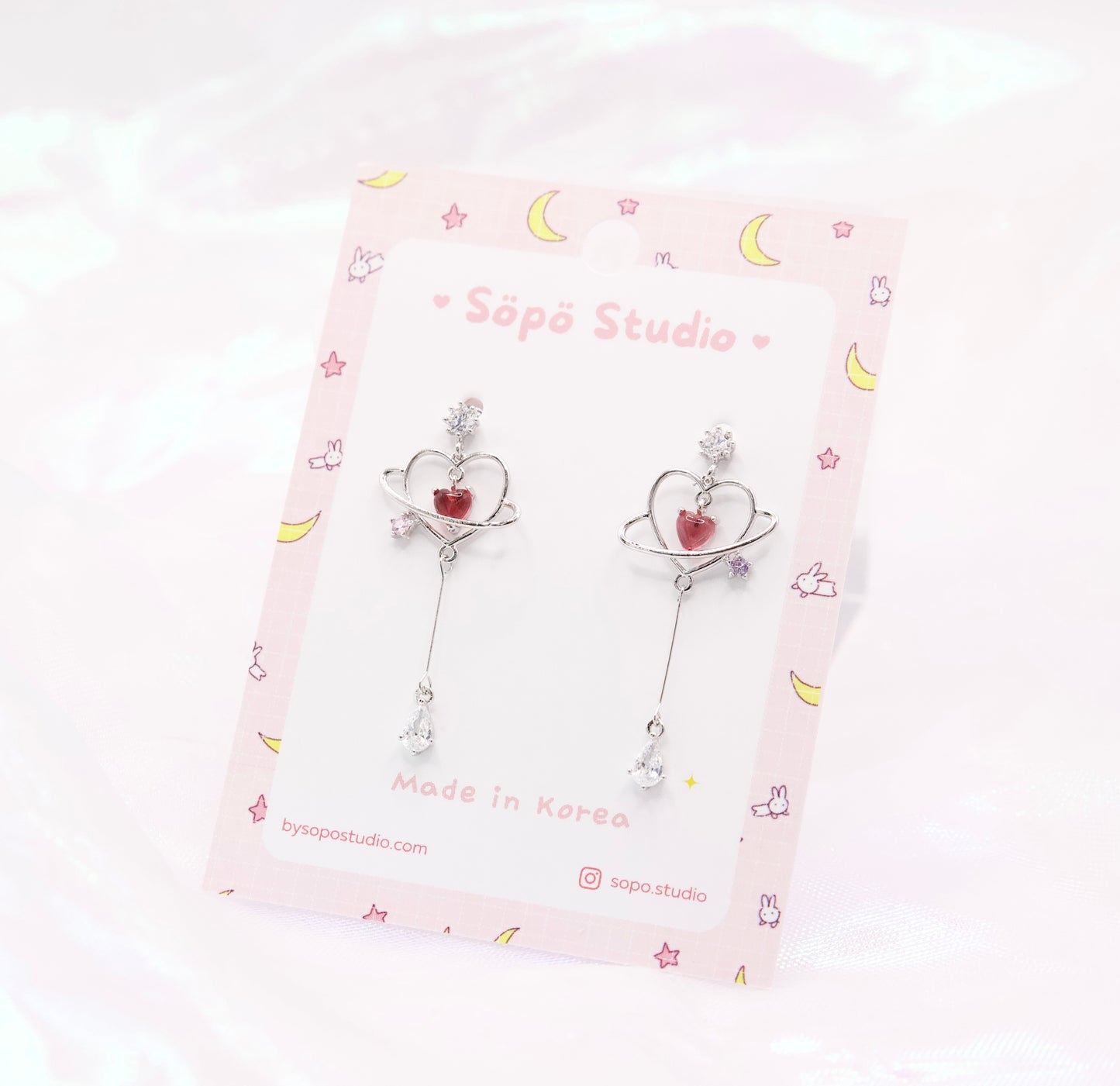 Love Saturn Planet Sailor Moon Dangle Korean Dainty Style Earrings