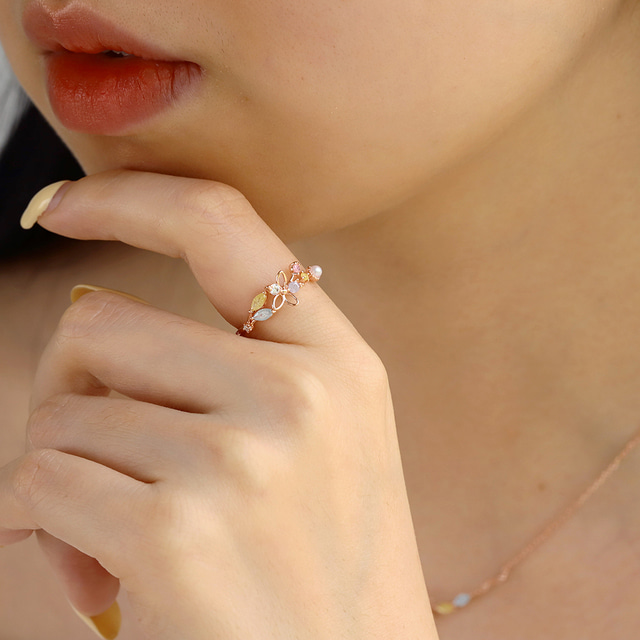 Fairytale Flower Adjustable Ring Made in Korea - 2 colors