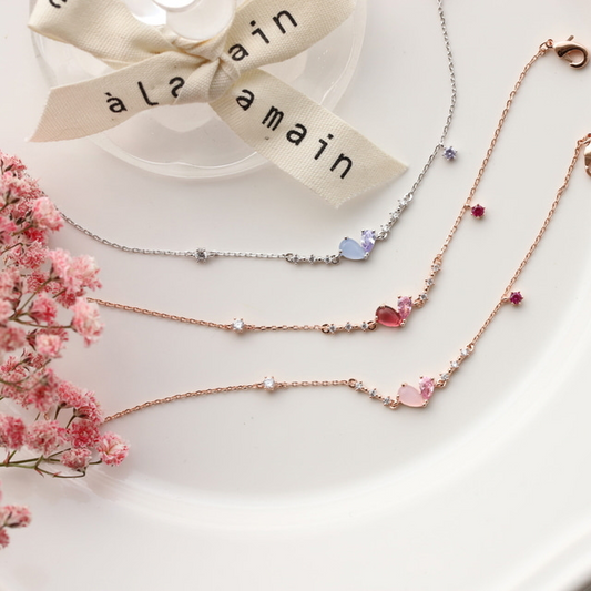Heart Crystal Korean Dainty Style Bracelets - 3 colours