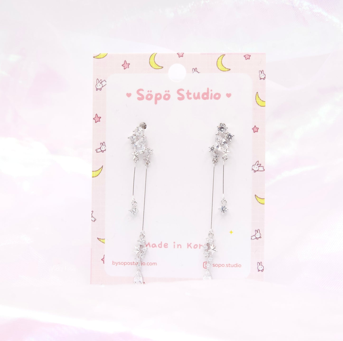 Snow Crystal Drop Dangle Korean Dainty Style Earrings