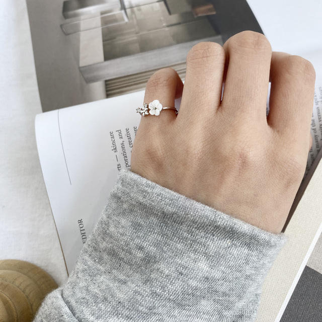 Mother of Pearl Pinky Elegant Bridal Korean Adjustable Rings - 3 colors