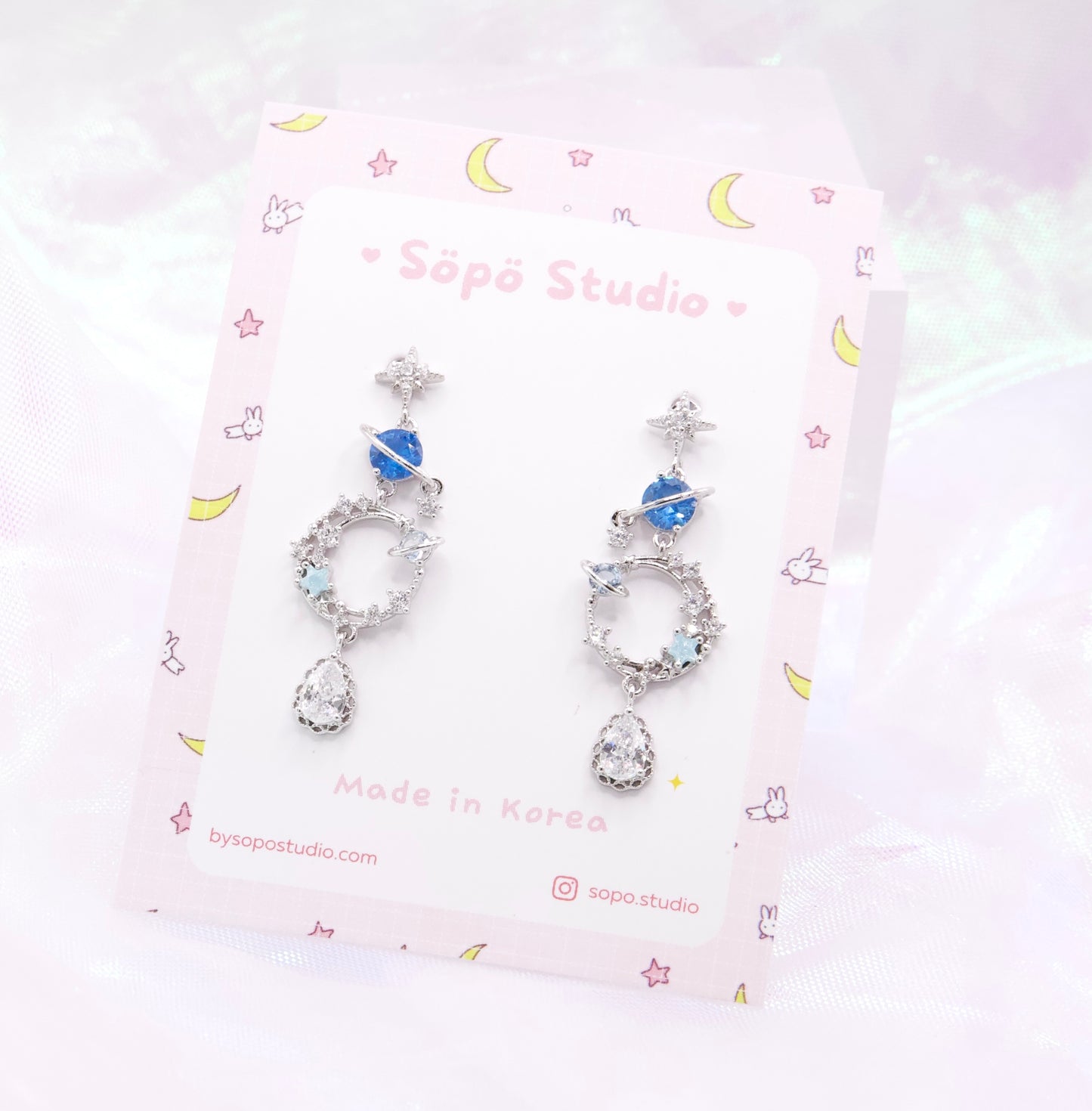 Ocean Blue Planet Cute Dangle Korean Earrings