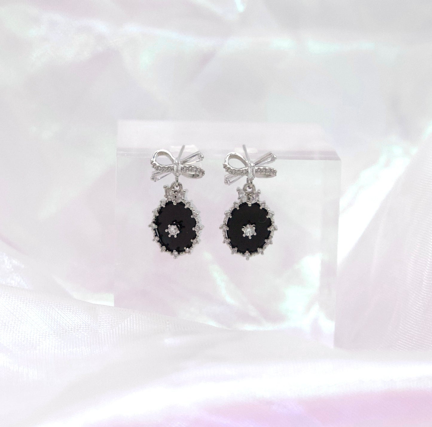 Korean Glass Ribbon Glamorous Dangle Earrings