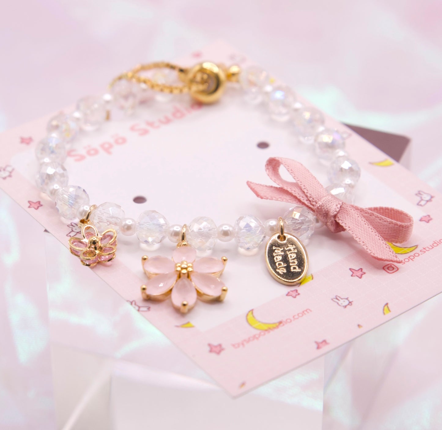 Sailor Moon Magical Sakura Pink Ribbon Bracelet