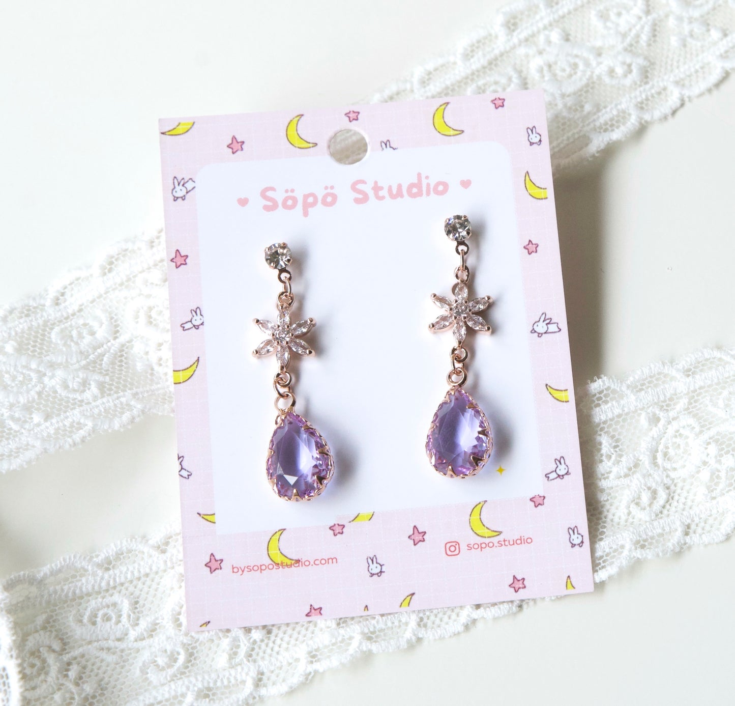 Sailor Moon Kawaii Magical Crystal Drop Dangle Earrings - 3 Colors