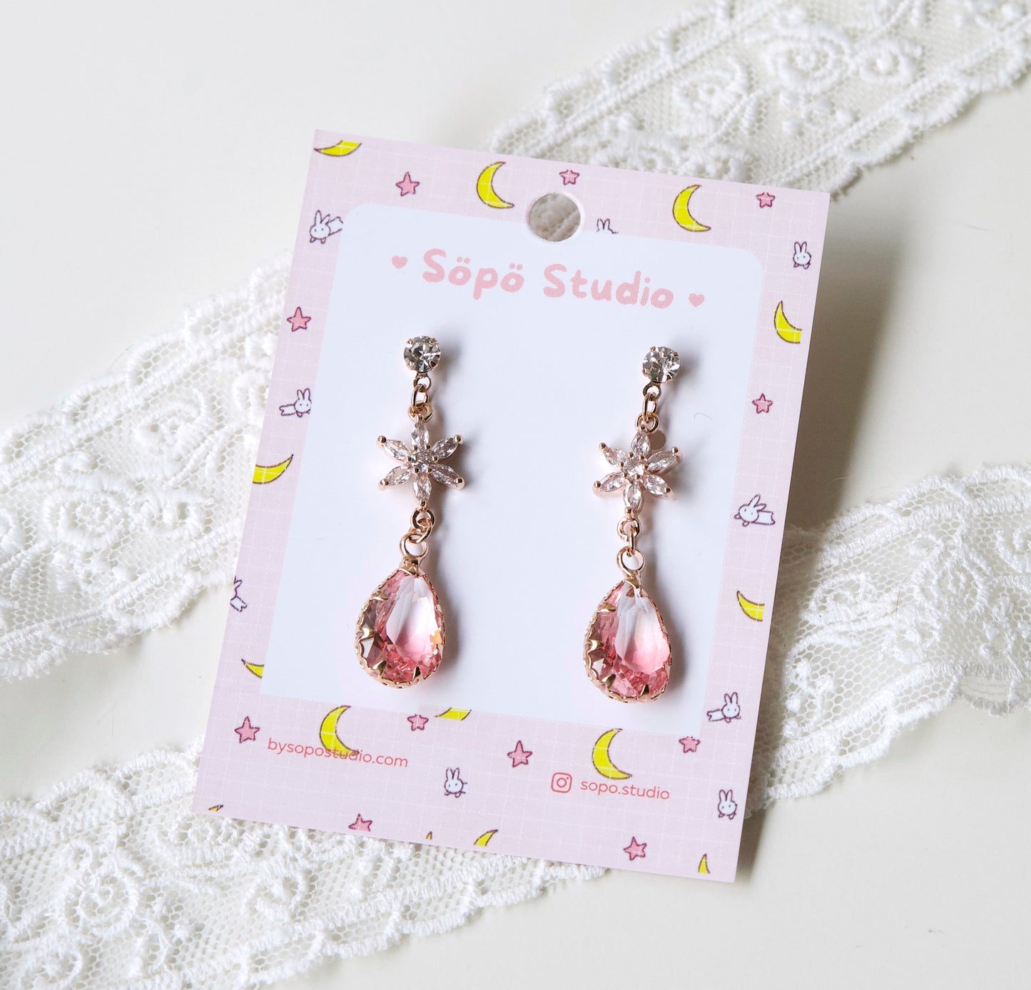 Sailor Moon Kawaii Magical Crystal Drop Dangle Earrings - 3 Colors