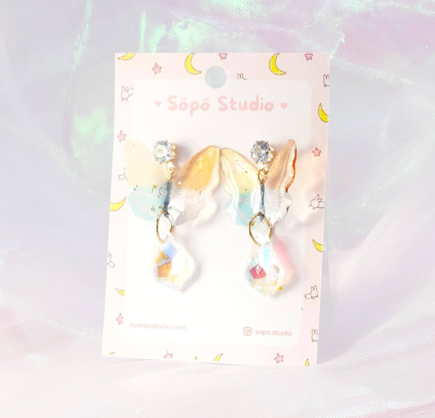 Summer Blue Butterfly Crystal Earrings