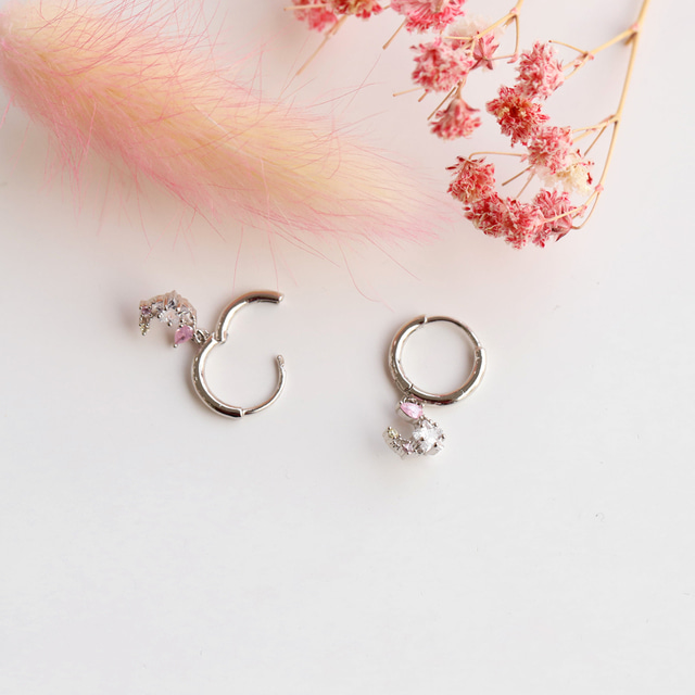 Crystal Petit Moon Elegant Hoop Korean Earrings - 2 colors