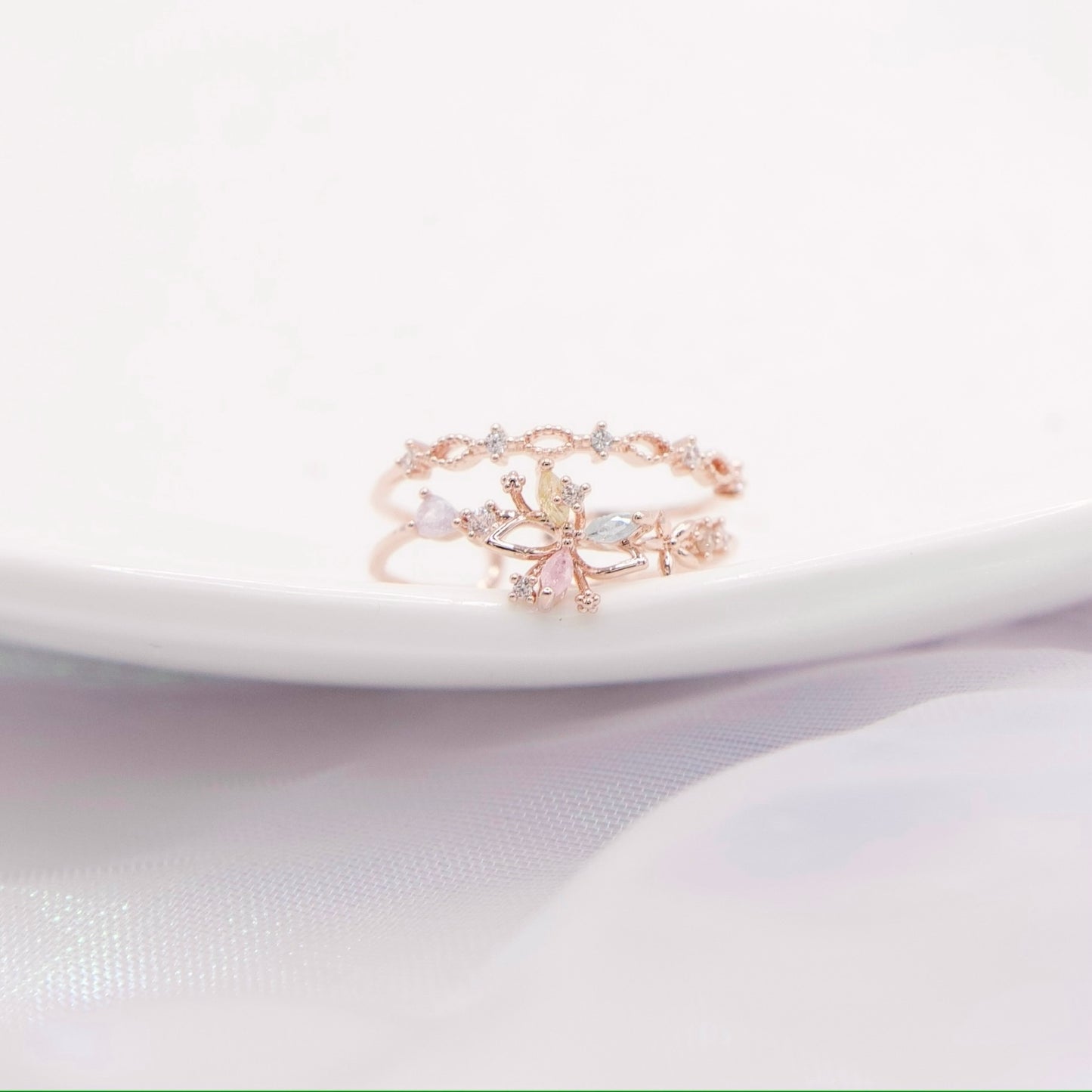 Butterfly Fairy Garden Layered Adjustable Rings