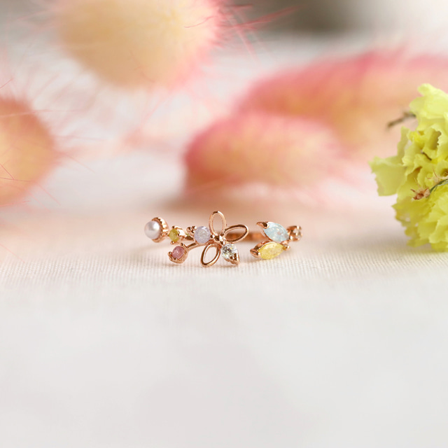 Fairytale Flower Adjustable Ring Made in Korea - 2 colors