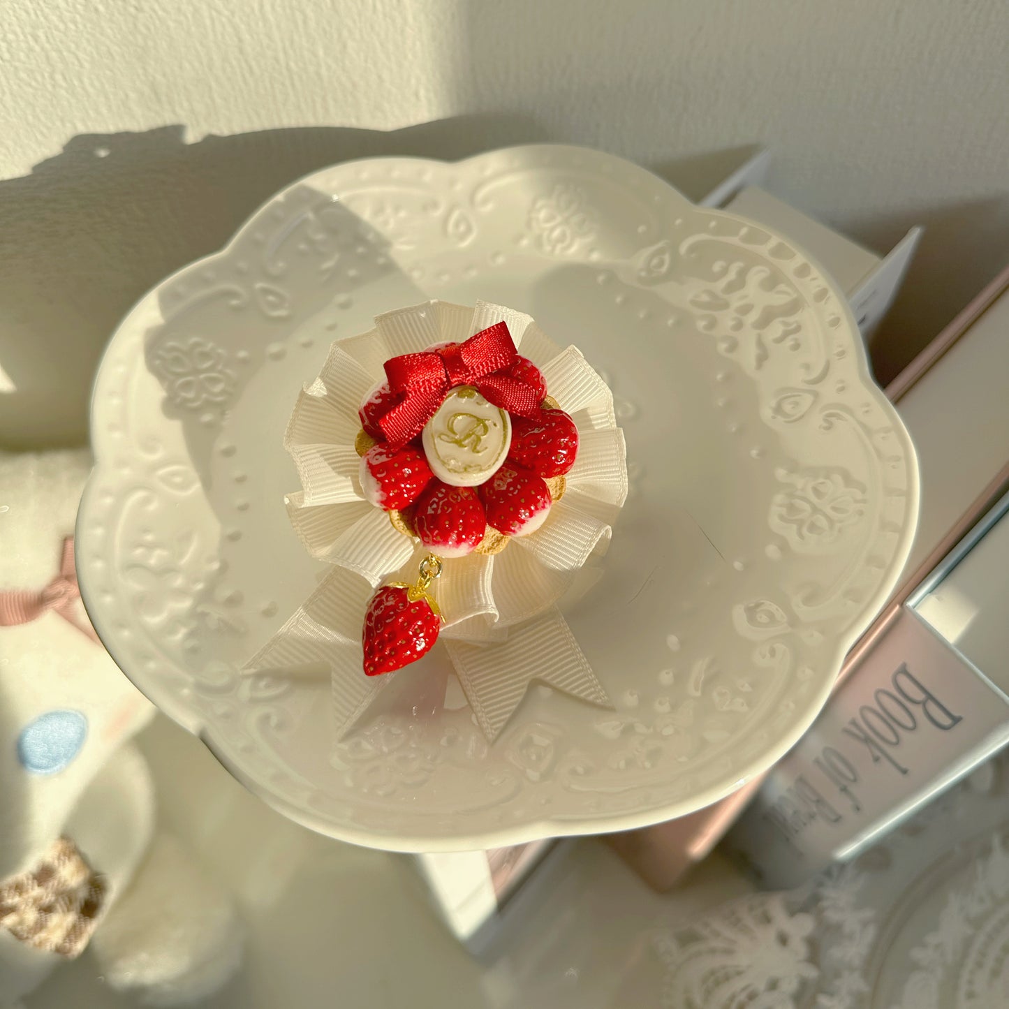 French Ribbon Style Strawberry Cake Japanese Handmade Hair Pin