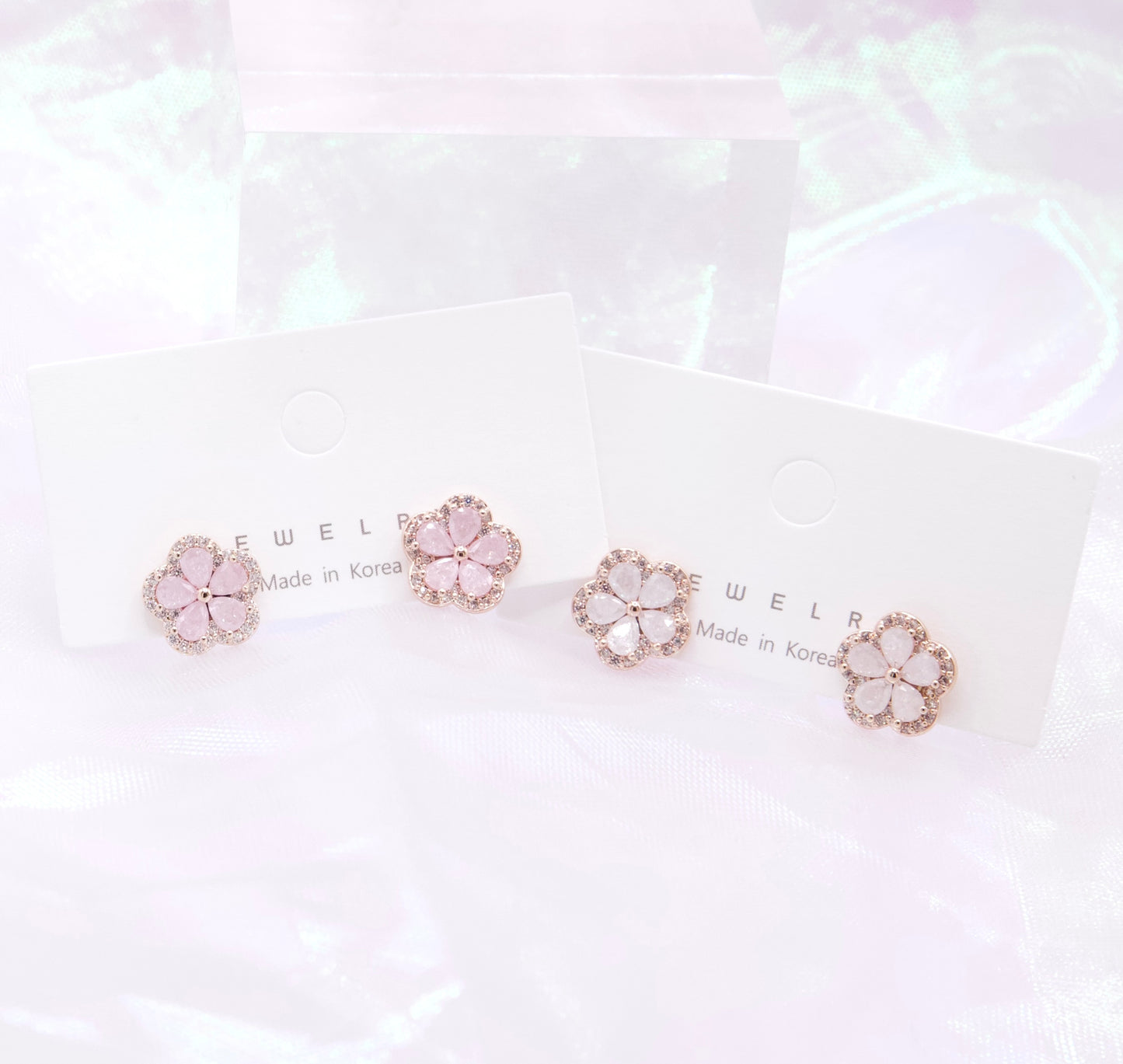 Cute Sakura Flower Studs Korean Earrings - 2 Colors