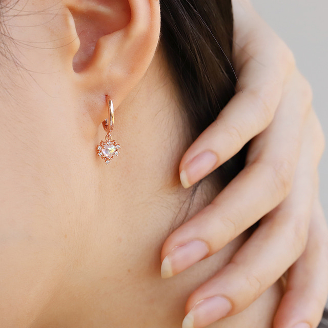 Crystal Petit Heart Elegant Hoop Korean Earrings - 2 colors