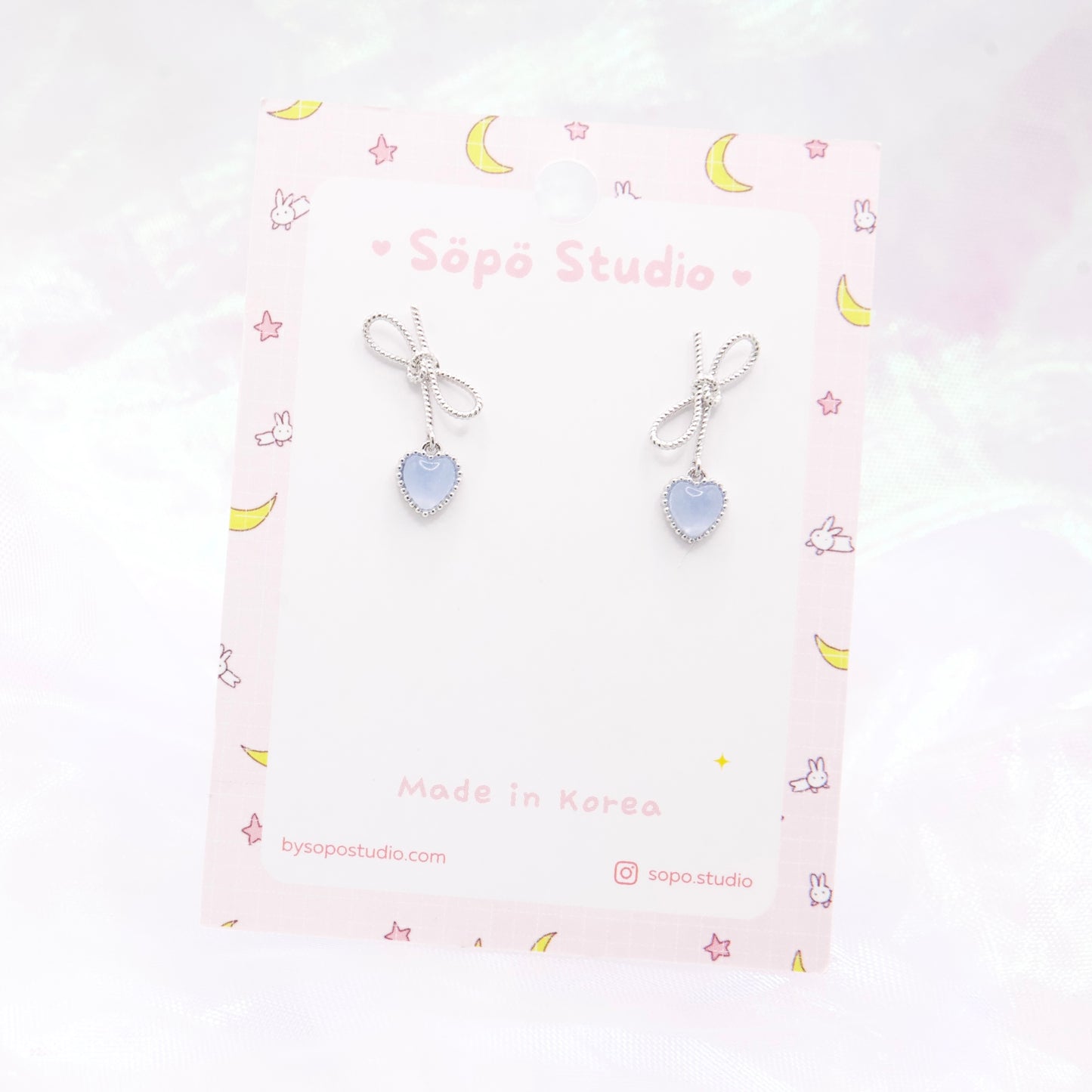 Knotted Ribbon Heart Dainty Style Korean Earrings - 2 colors