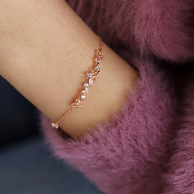Flower Pink Dainty Style Korean Bracelet
