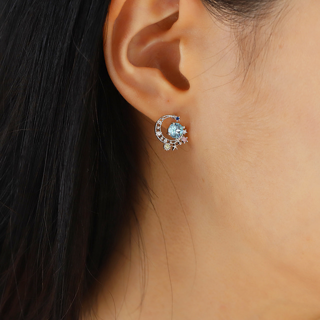Moon Crystal Stone Elegant Studs Korean Earrings - 2 colors