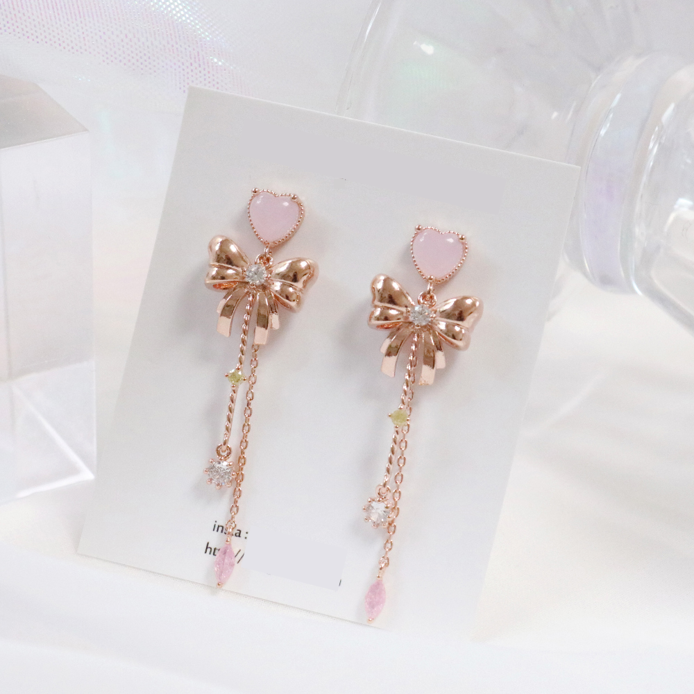 Korean Heart Petit Ribbon Sailor Moon Cute Dangle Earrings