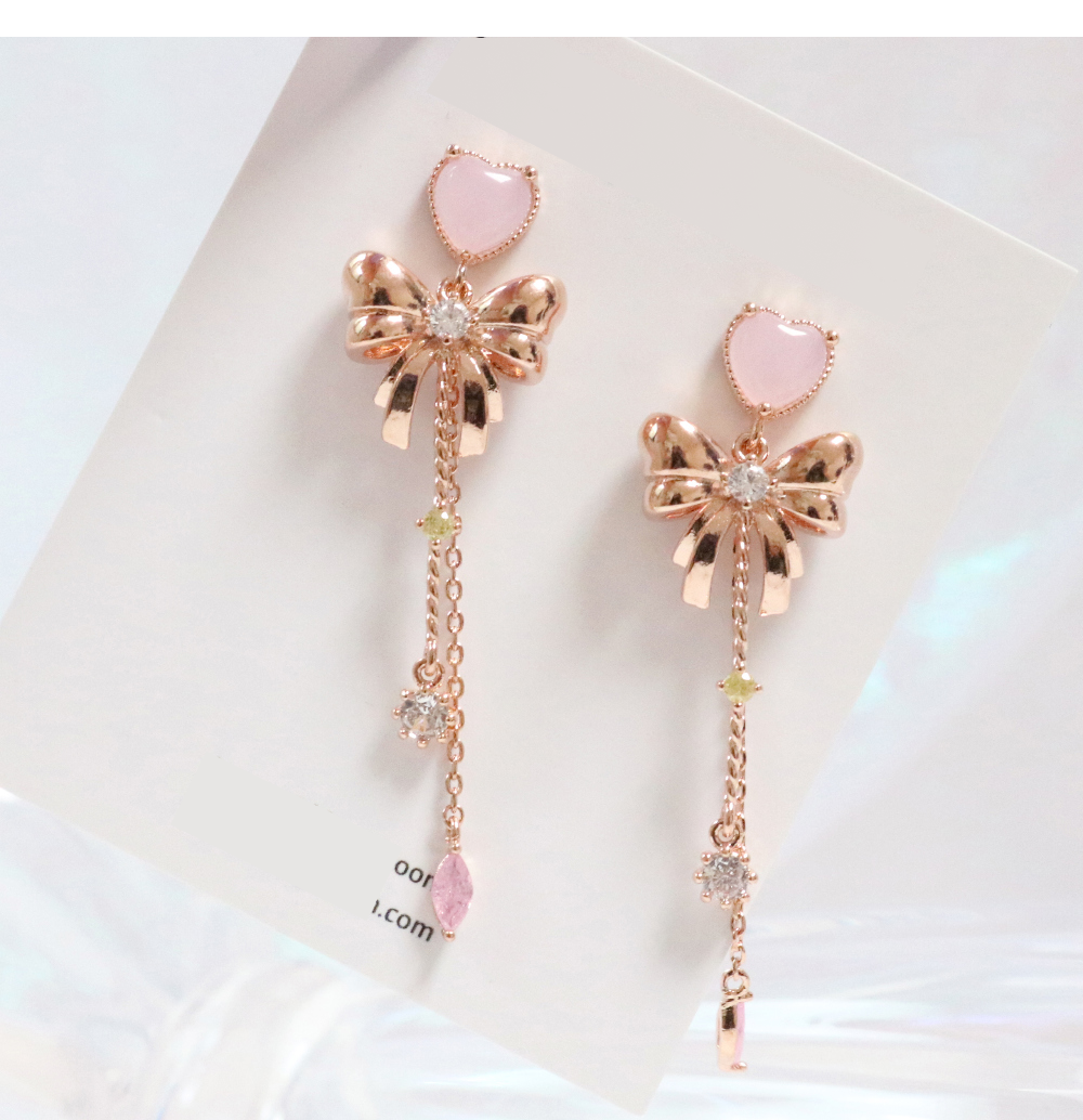 Korean Heart Petit Ribbon Sailor Moon Cute Dangle Earrings