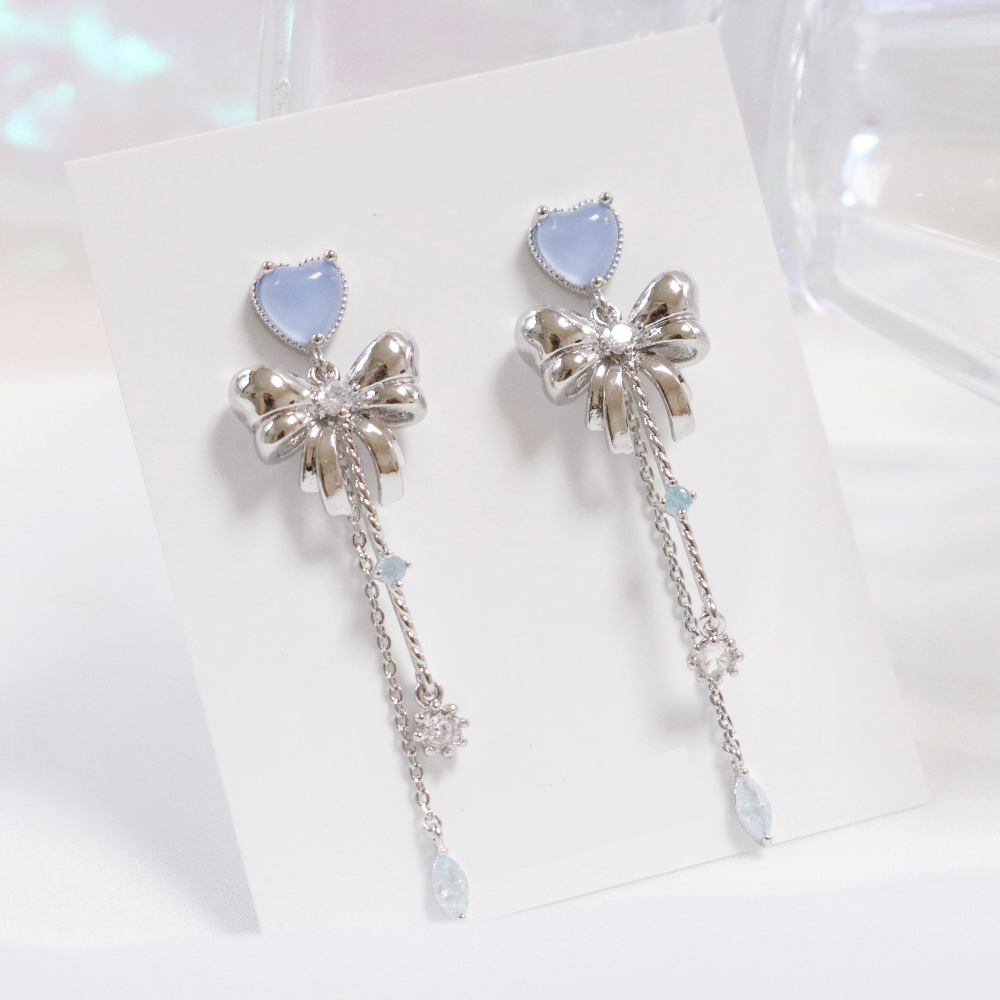 Korean Heart Petit Ribbon Sailor Moon Cute Dangle Earrings