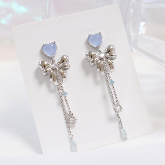 Korean Heart Petit Ribbon Sailor Moon Cute Dangle Earrings
