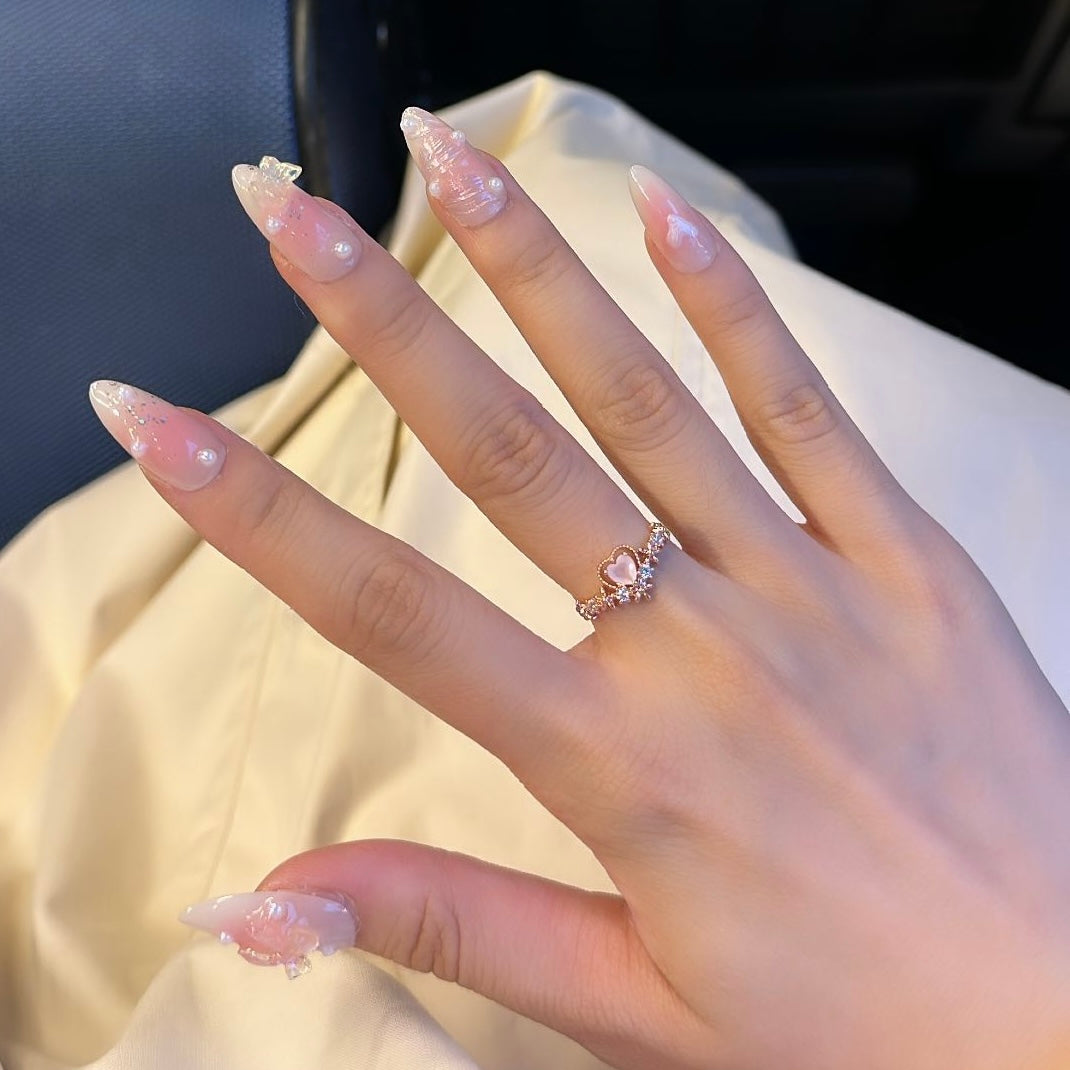 Pink Heart Cubic Ring