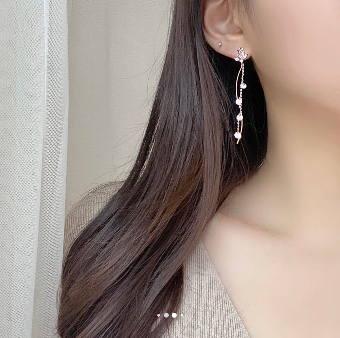 Korean Dainty Rose Crystal Cute Earrings