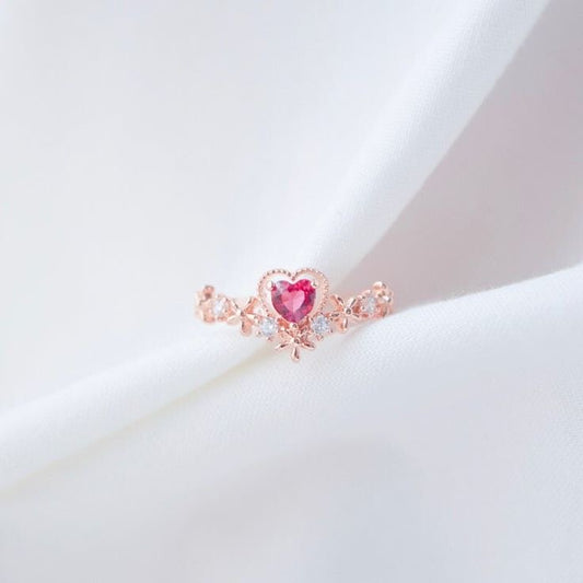 Red Heart Cubic Ring