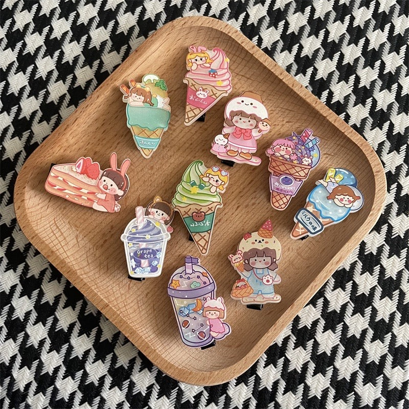 Cute Foodie Hair Pin Set - 10kpl/set