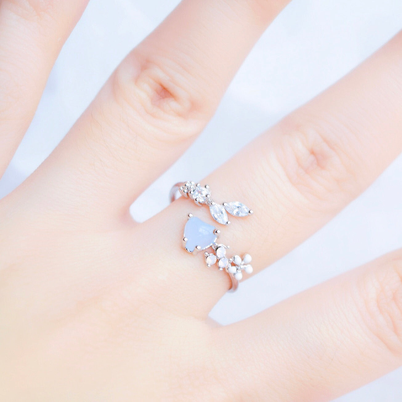 Korean Love Petit Heart Flower Dainty Rings - 3 colors