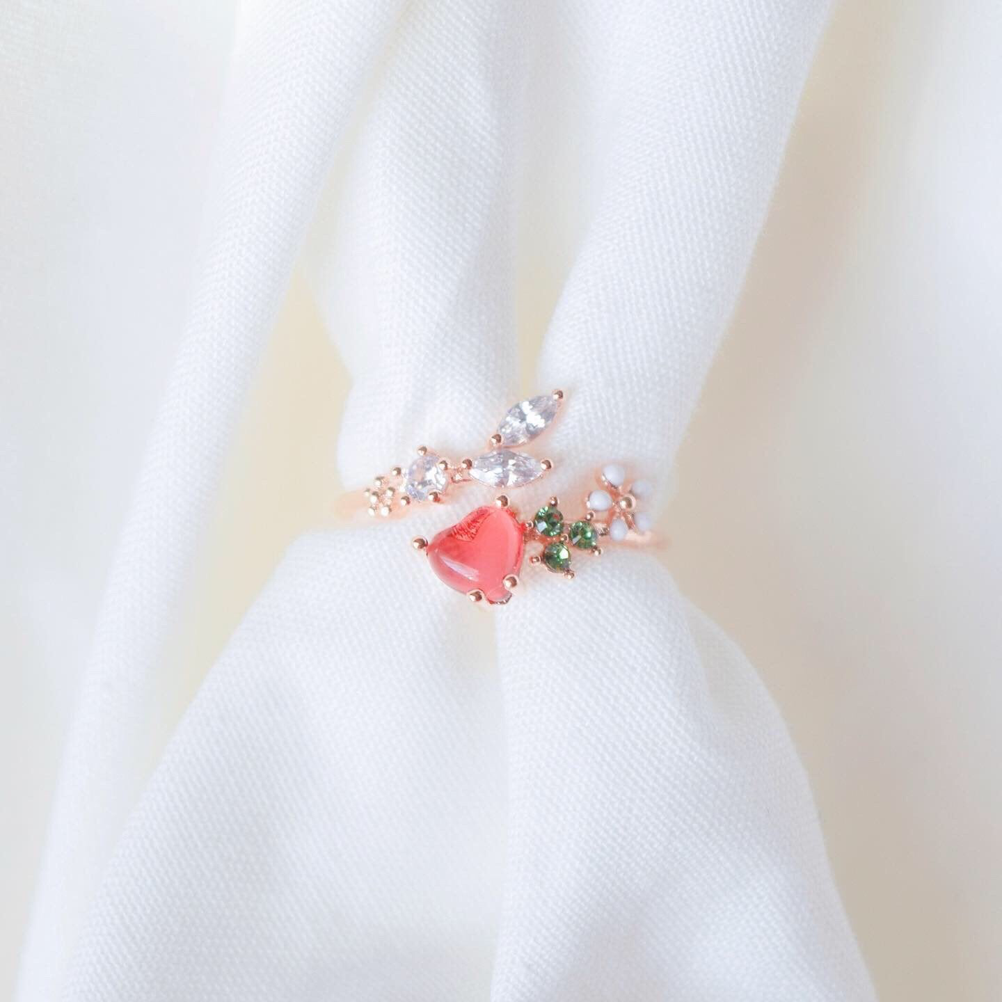 Korean Love Petit Heart Flower Dainty Rings - 3 colors