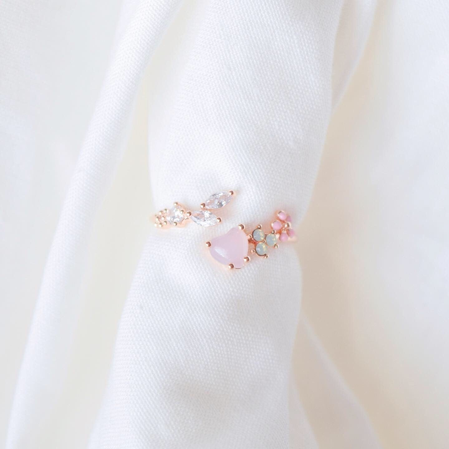 Korean Love Petit Heart Flower Dainty Rings - 3 colors