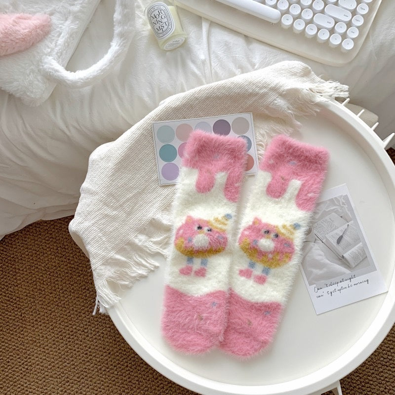 Cute Pink Donut Comfy Socks