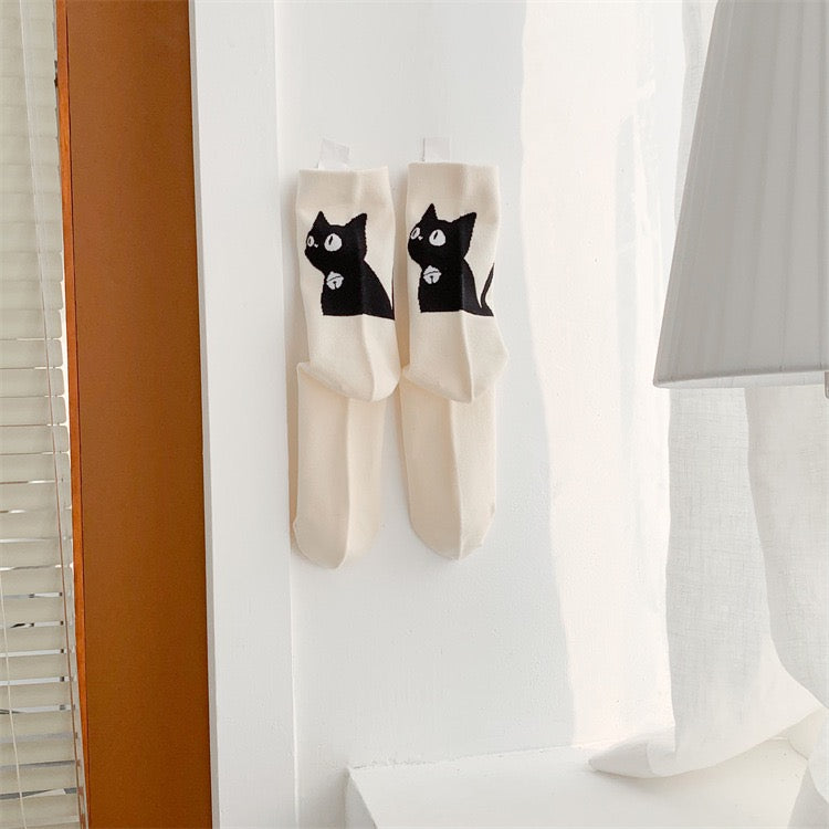 Black Cat Cute High Collar Socks