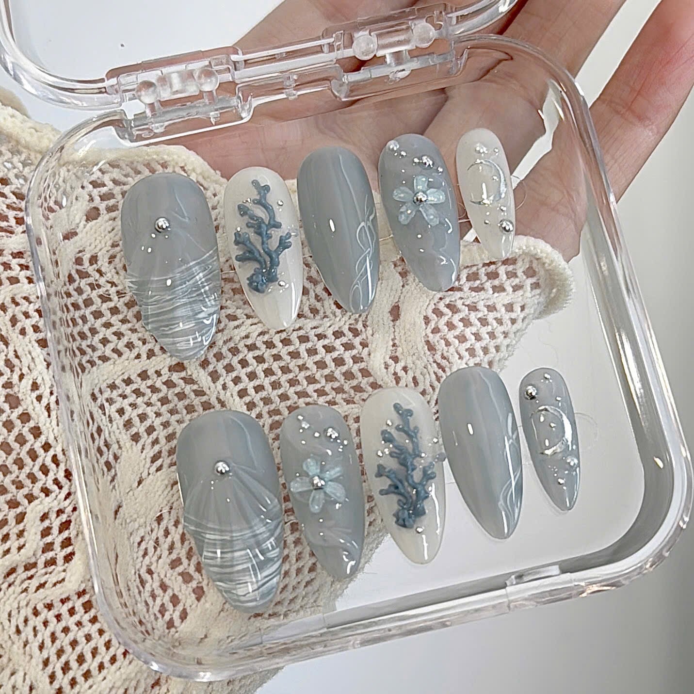 Handmade Y2K Coral Reef 3D Gel Oceanic Press-on Nails