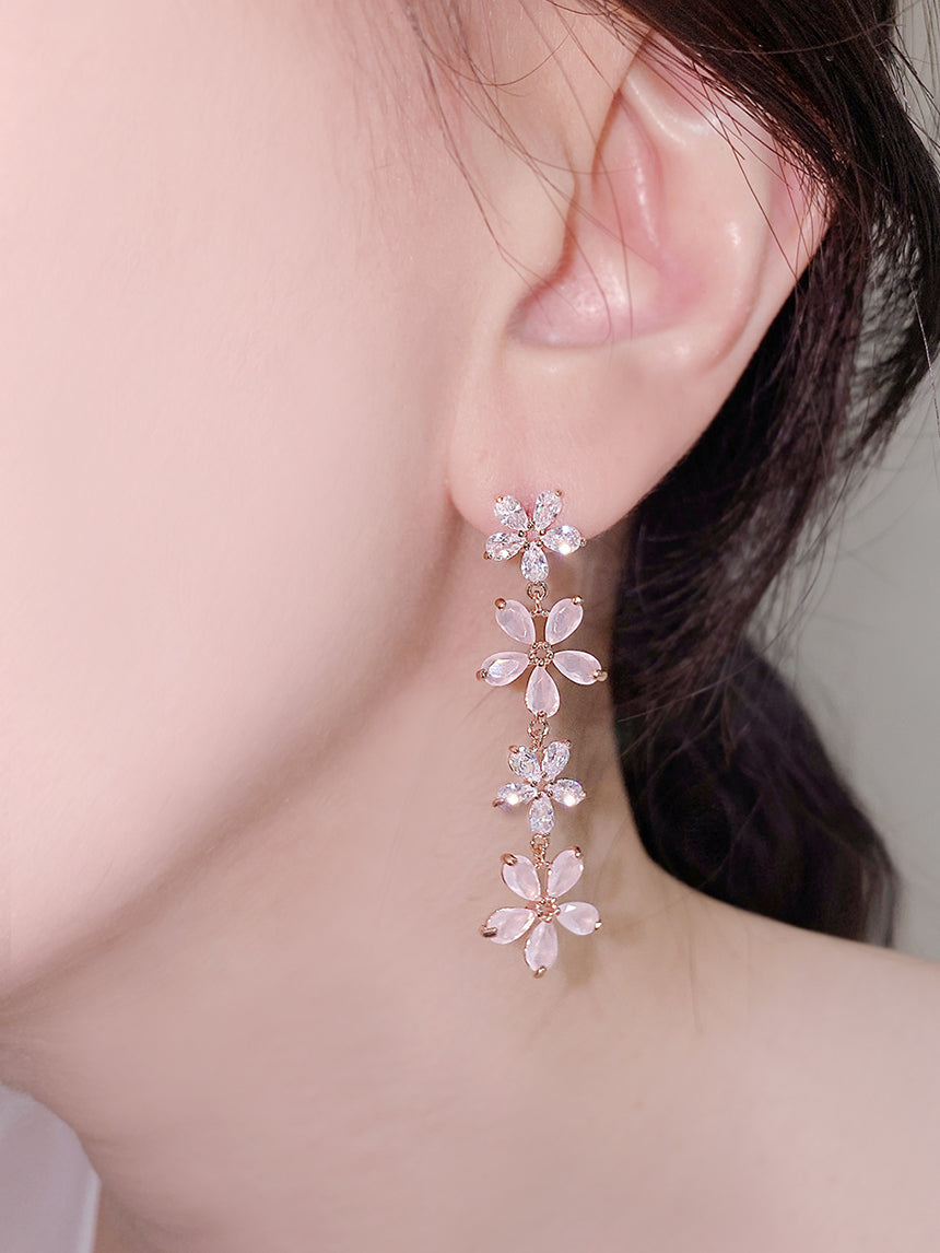 Korean Sakura Blossom Dangle Earrings