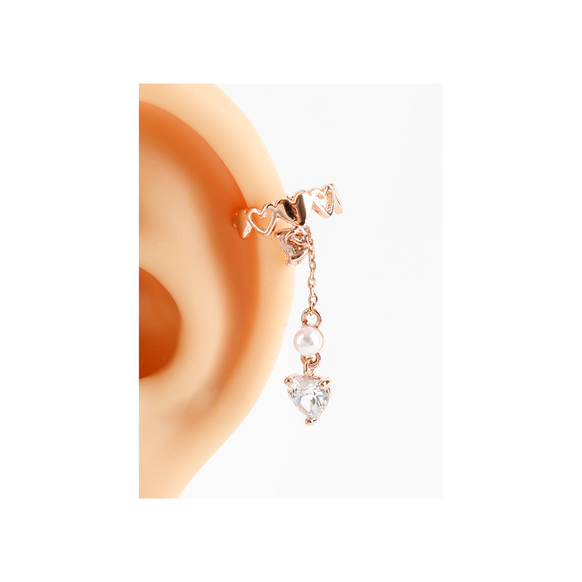 Crystal Heart Drop Ear-cuff - 2 Colors