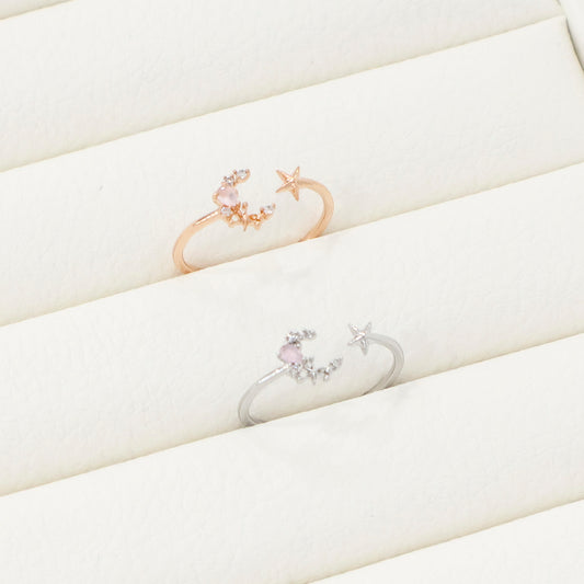 Cubic Cute Moon Korean Adjustable Rings - 2 colors