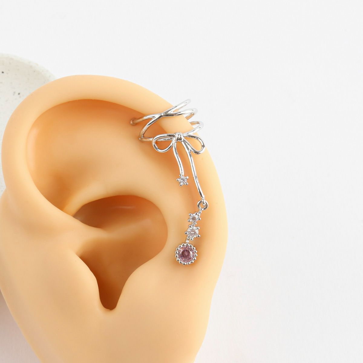 Ribbon Crystal Drop Ear-cuff - 2 Colors