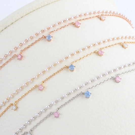 Two Layered Colorful Stone Dainty Style Korean Bracelet