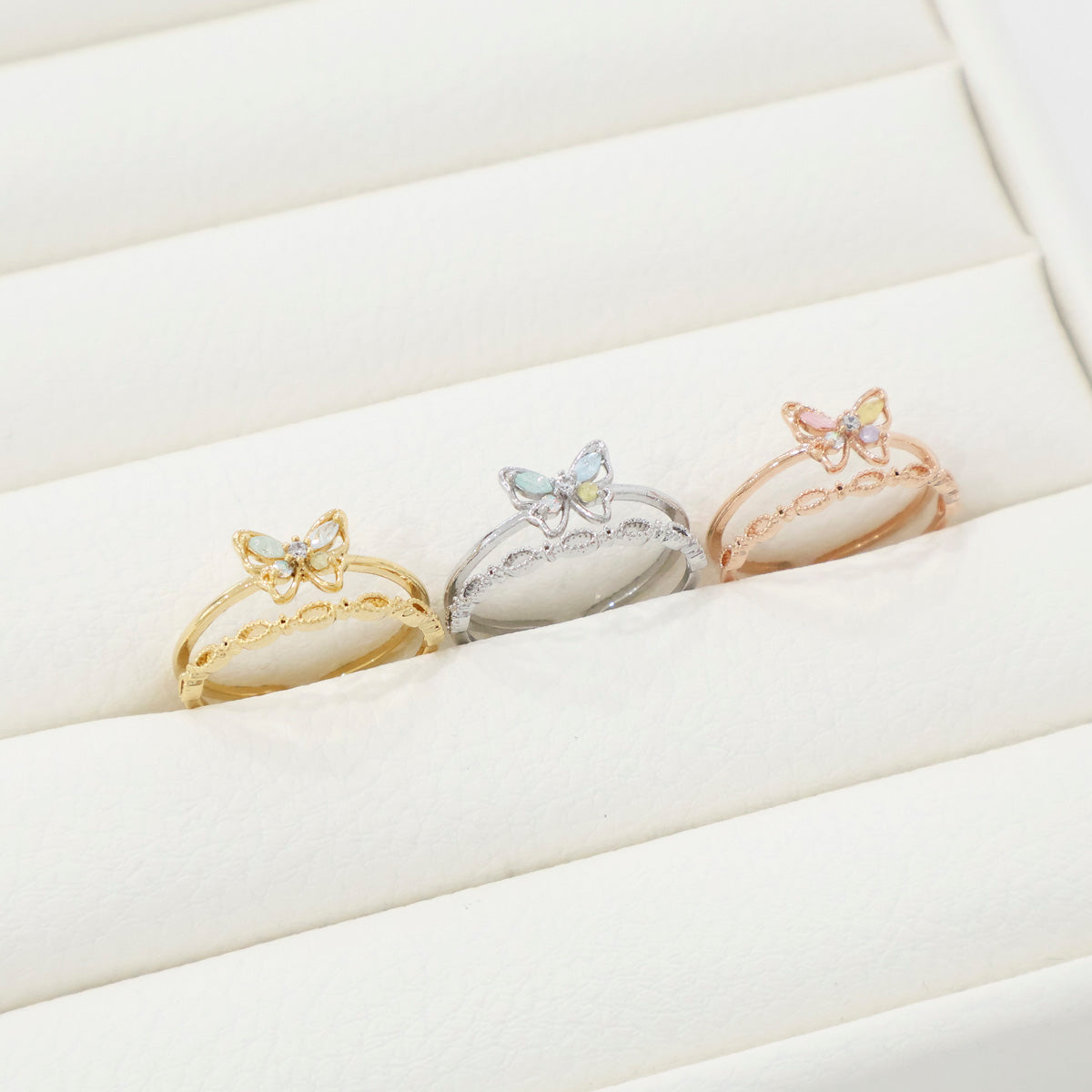 Butterfly Double Layered Rings - 2 colors