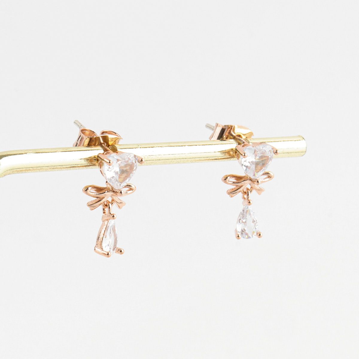 Heart Cute Ribbon Petit Dainty Korean Earrings