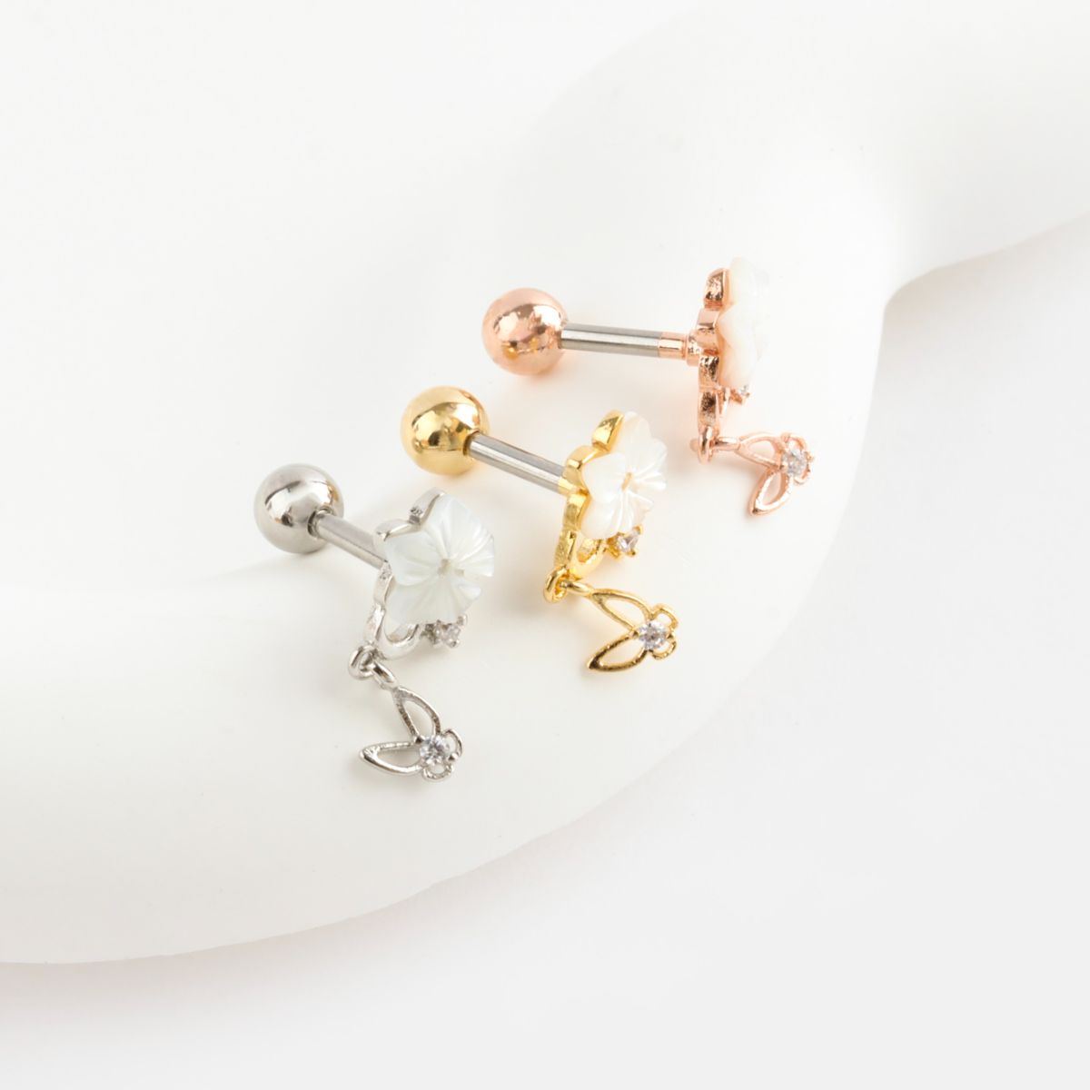 Flower Butterfly Drop Korean Ear Piercing - 2 colors