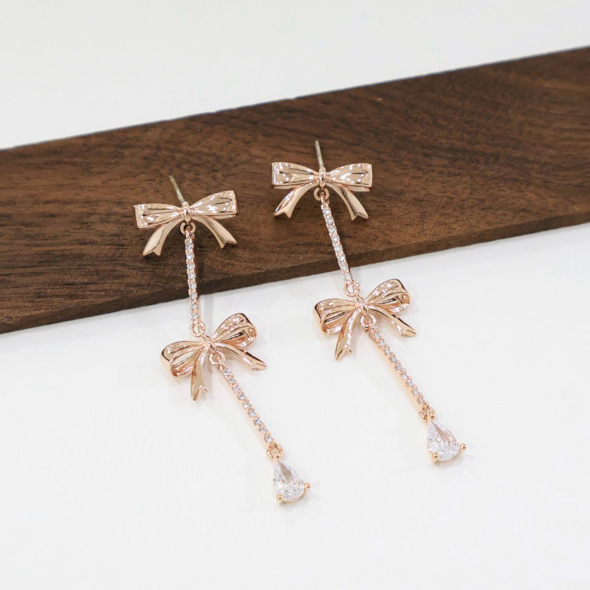 Ribbon Dangle Dainty Korean Earrings