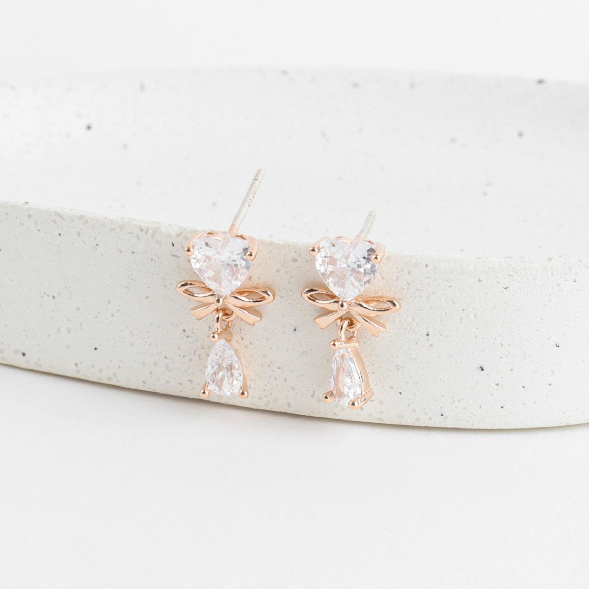 Heart Cute Ribbon Petit Dainty Korean Earrings