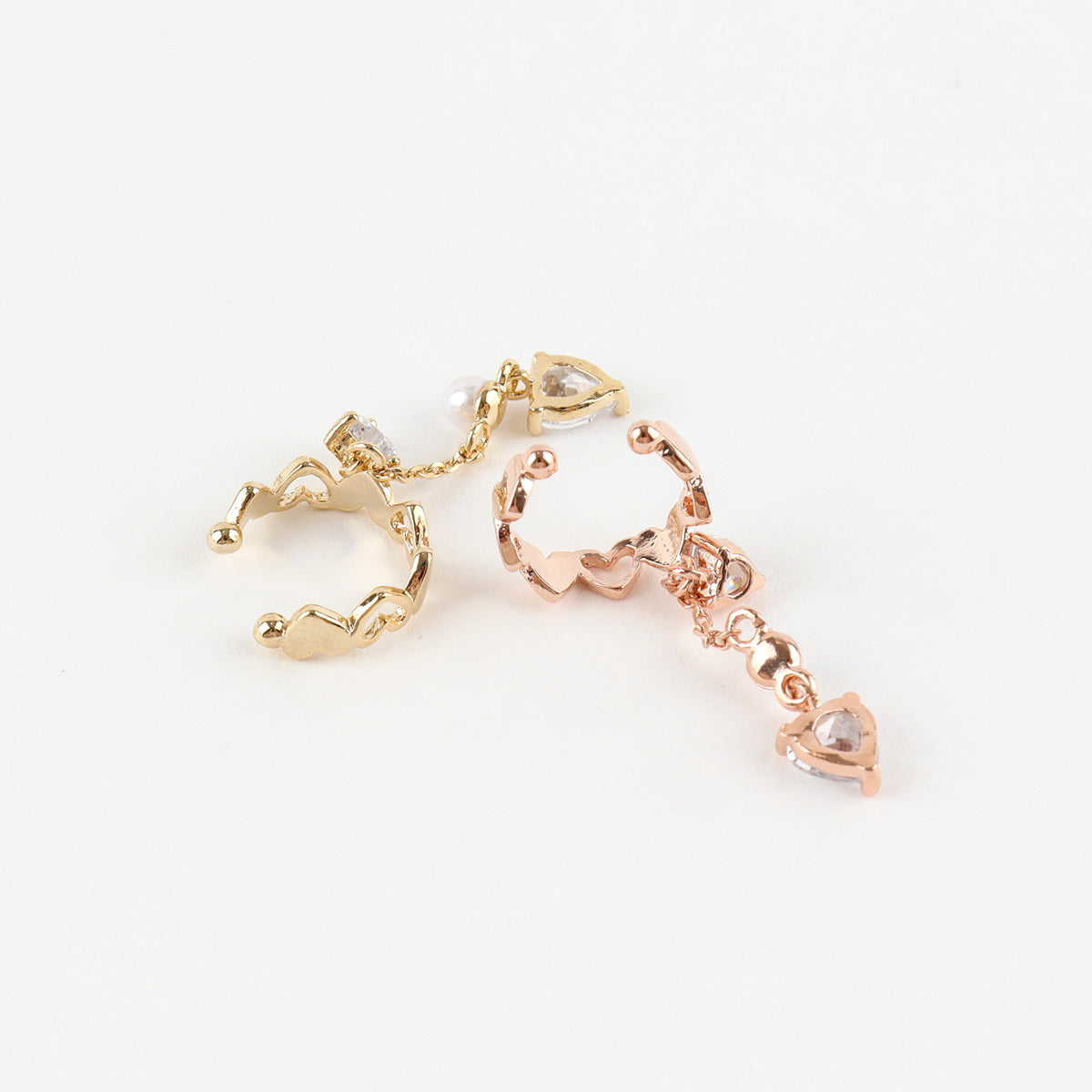 Crystal Heart Drop Ear-cuff - 2 Colors