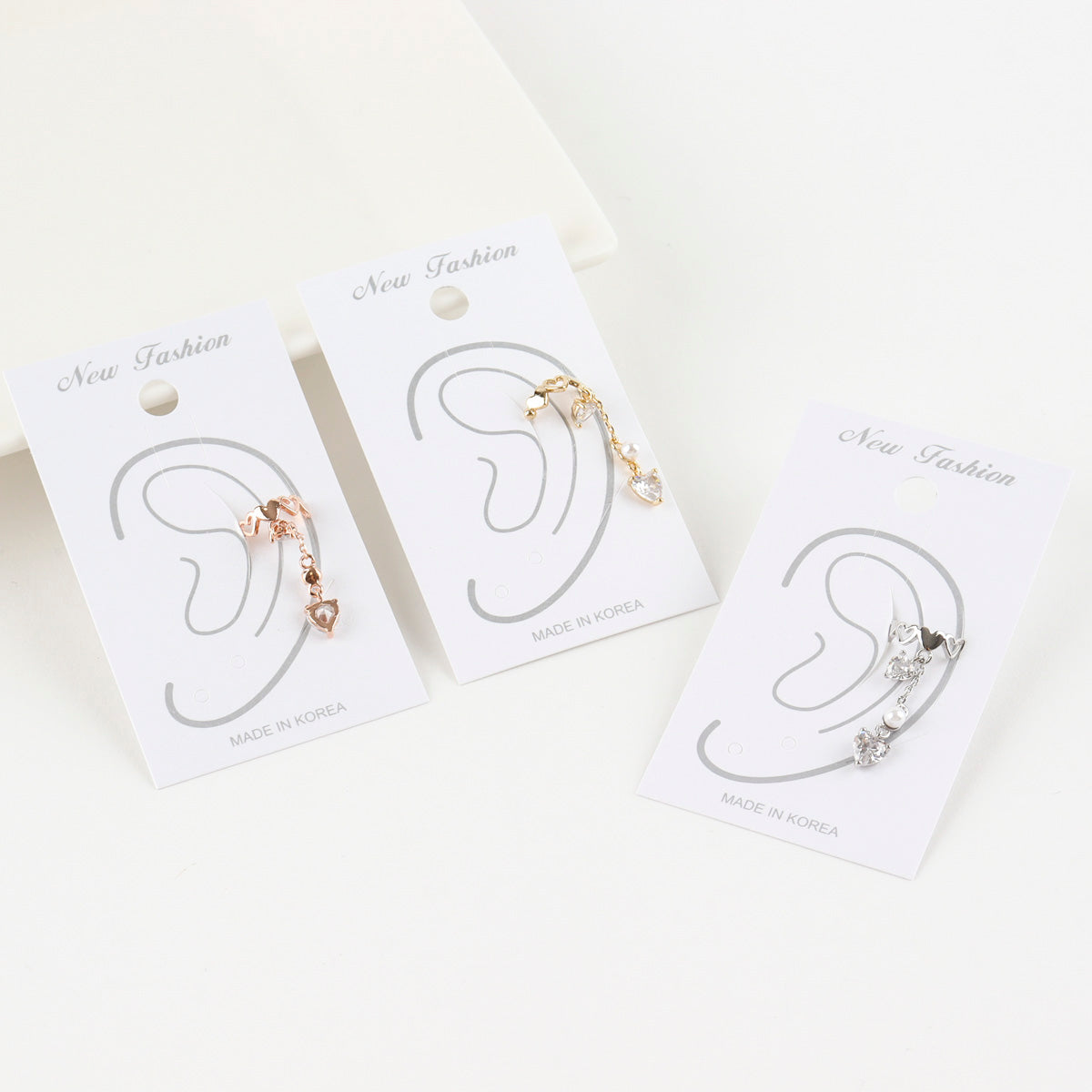 Crystal Heart Drop Ear-cuff - 2 Colors